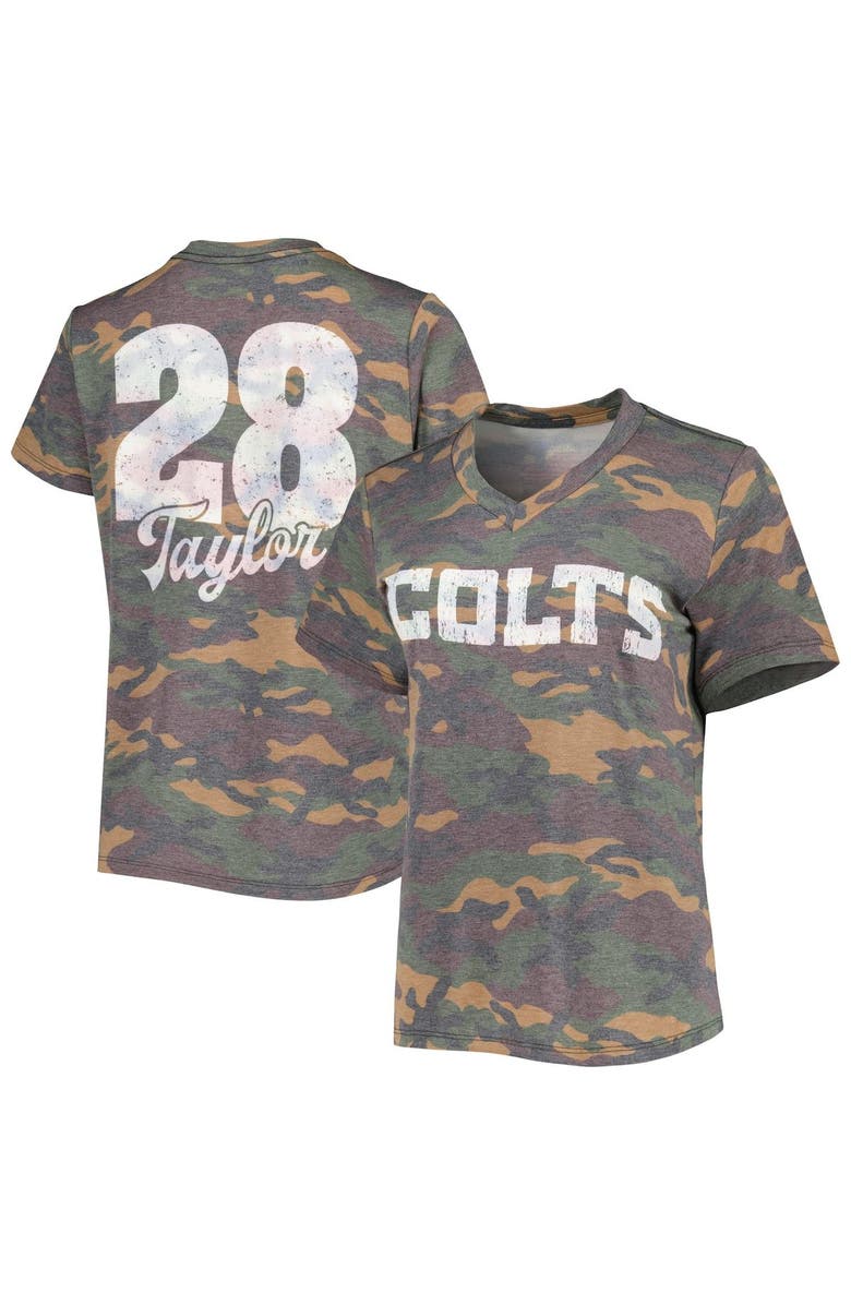 INDUSTRY RAG Women's Majestic Threads Jonathan Taylor Camo Indianapolis Colts Name & Number V-Neck Tri-Blend T-Shirt, Main, color, Camo