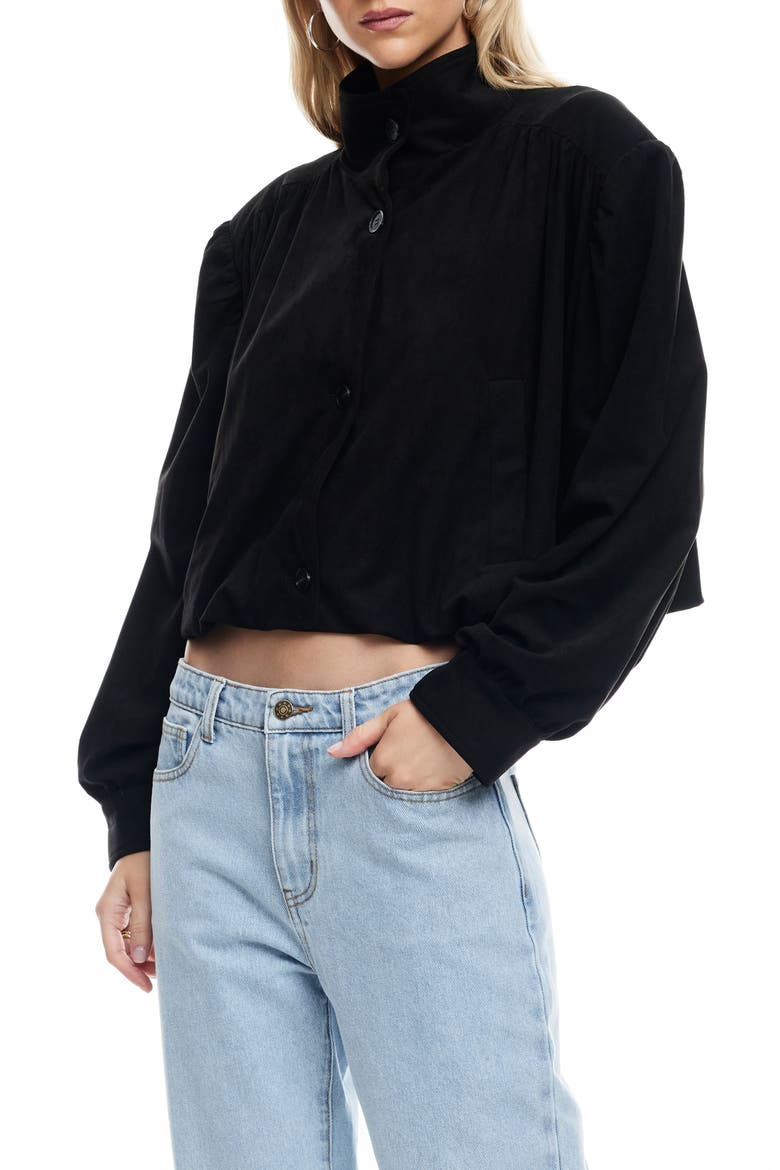 Luminous Faux Suede Jacket, Alternate, color, NOIR