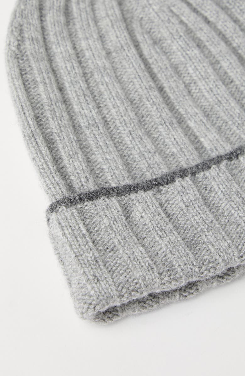 Brunello Cucinelli Cashmere rib knit beanie, Alternate, color, Light Grey
