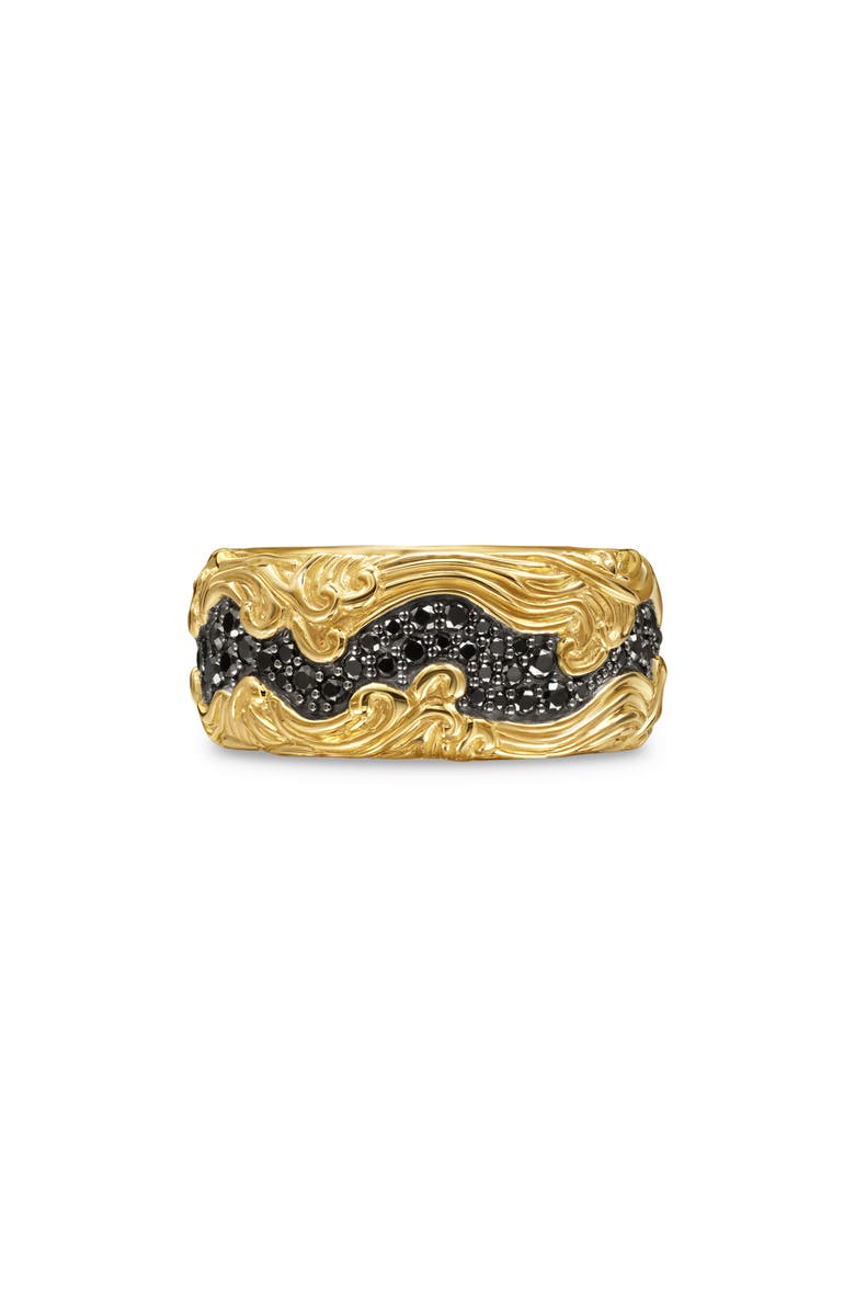 David Yurman Waves Pavé Band Ring, Main, color, 18K Gold