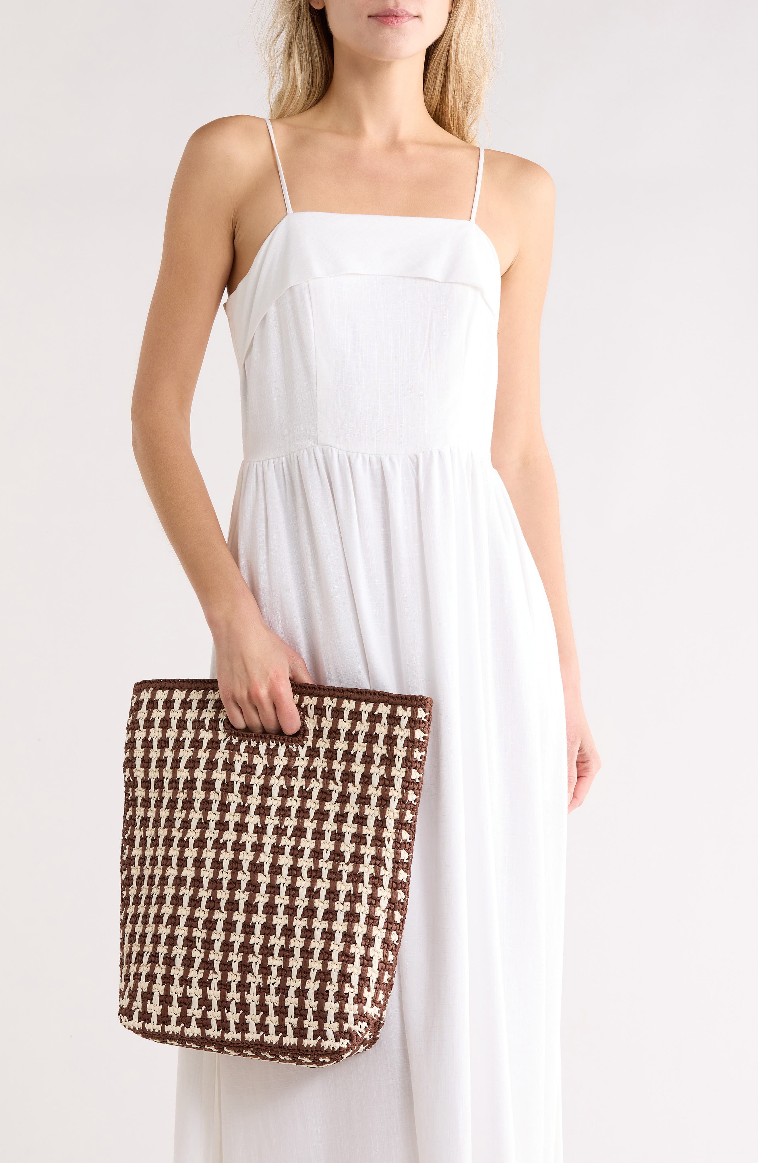 A.L.C. Rori Woven Straw Tote Bag, Alternate, color, Chocolate/ Ivory