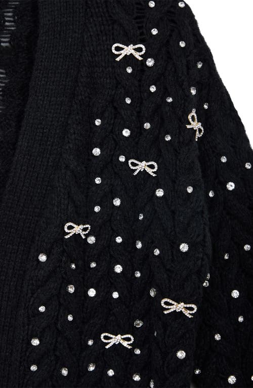 Saachi Embellished Cable Stitch Cardigan In Black