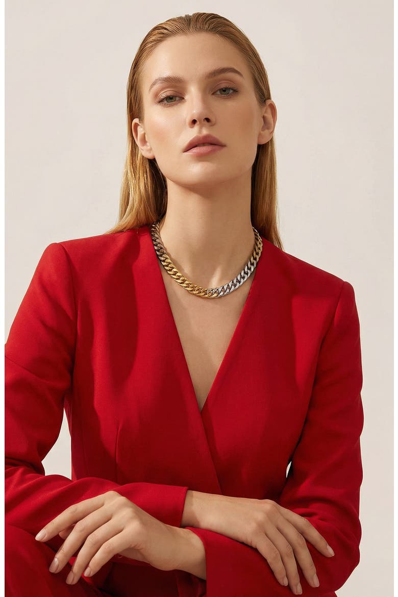 Luxe Nina Two-Tone Titanium Chain Necklace, Alternate, color, GOLD/ SILVER
