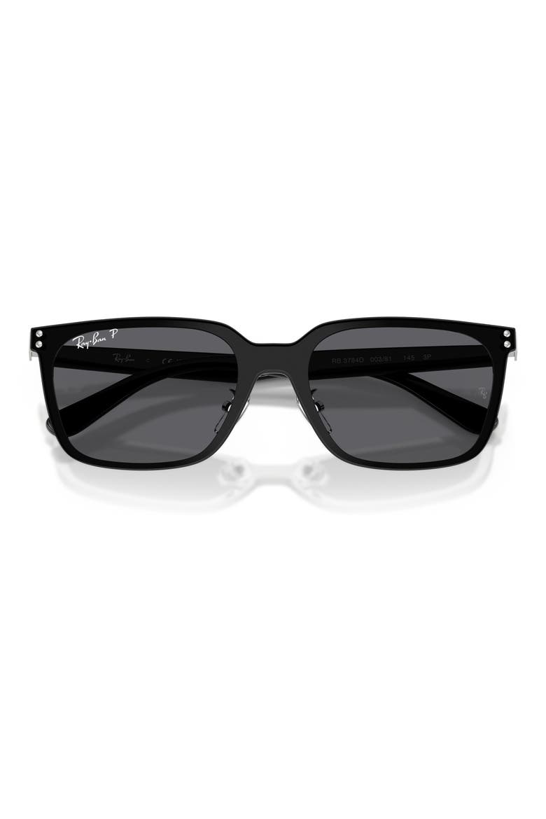 145mm Polarized Square Sunglasses, Alternate, color, SILVER / GREY POLAR