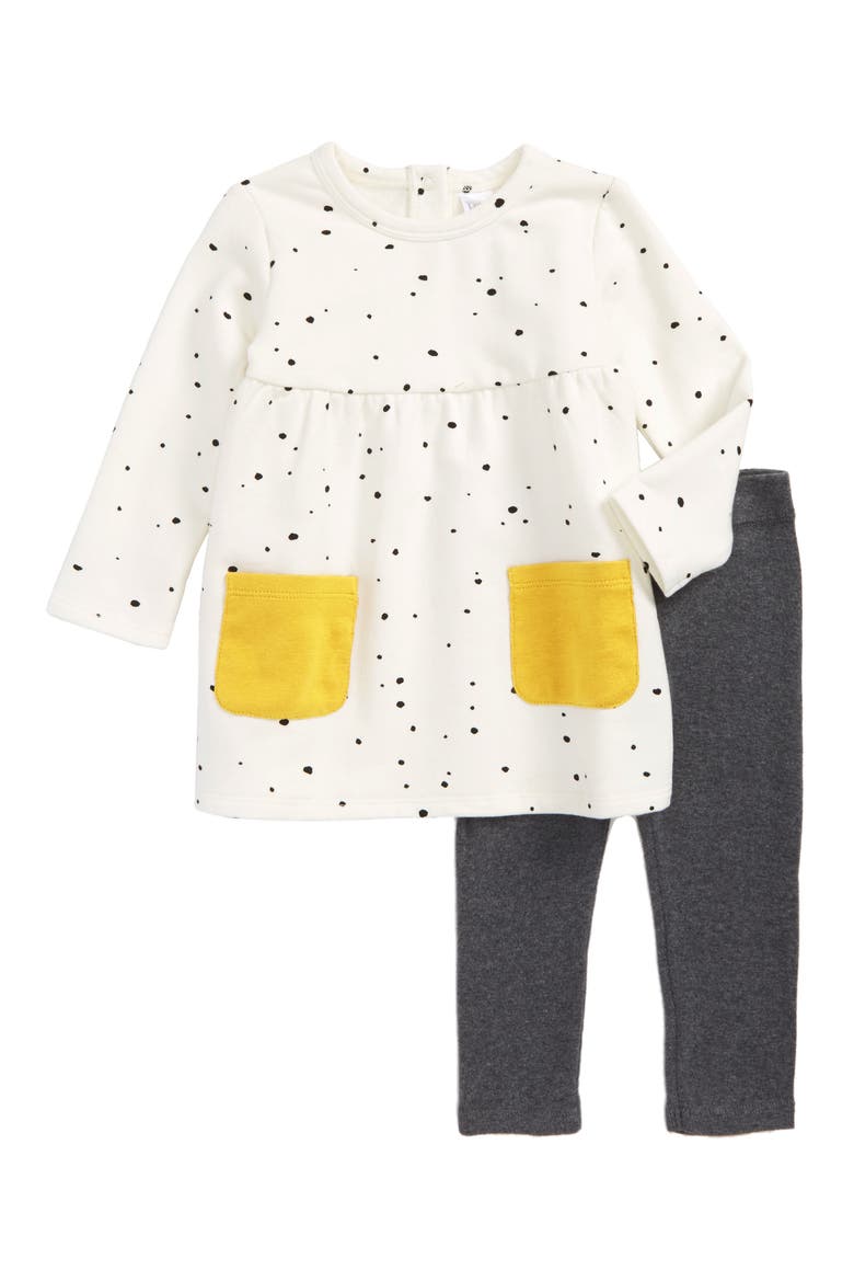 Print Dress & Leggings, Main, color, IVORY EGRET SPECKLE