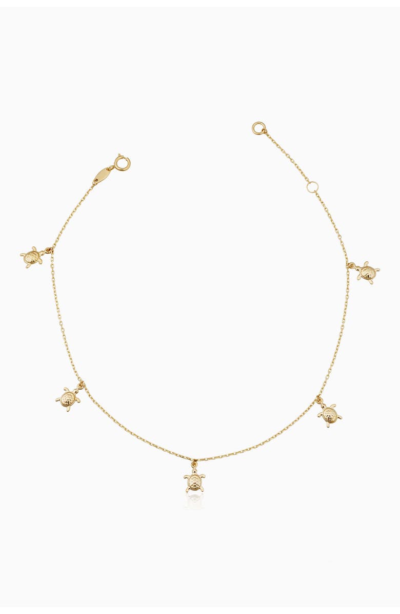 Oradina 14K Yellow Gold Sea Turtle Anklet, Main, color, Yellow Gold