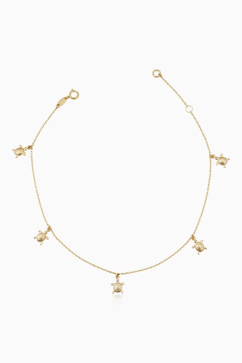 14K Yellow Gold Sea Turtle Anklet