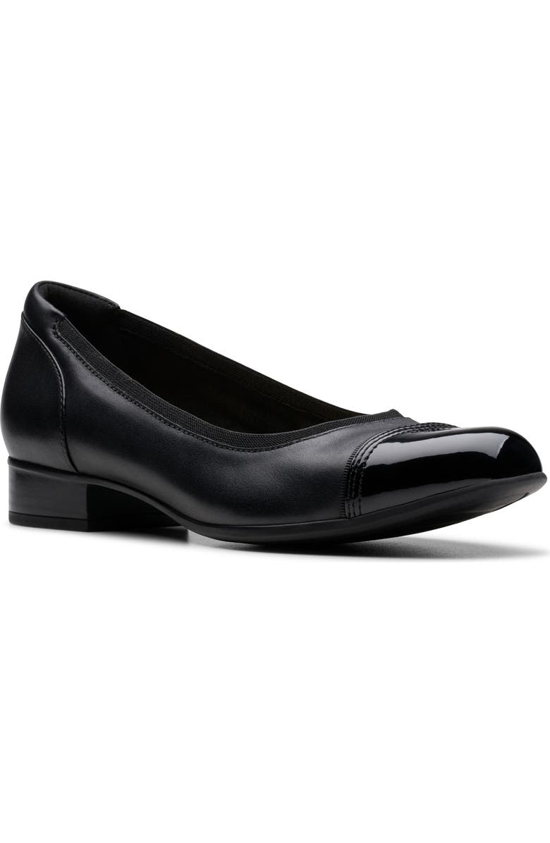 Clarks<sup>®</sup> Krystine May Cap Toe Pump, Main, color, Black Leather