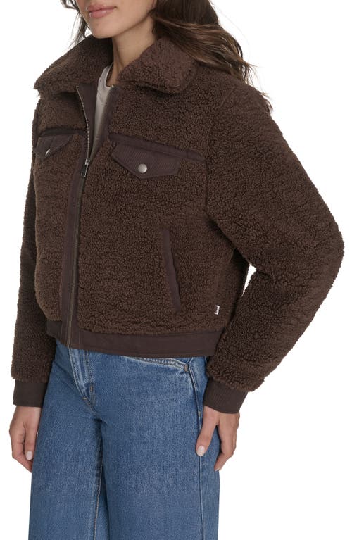 Levi's Fleece & Denim Bomber Jacket In Brown