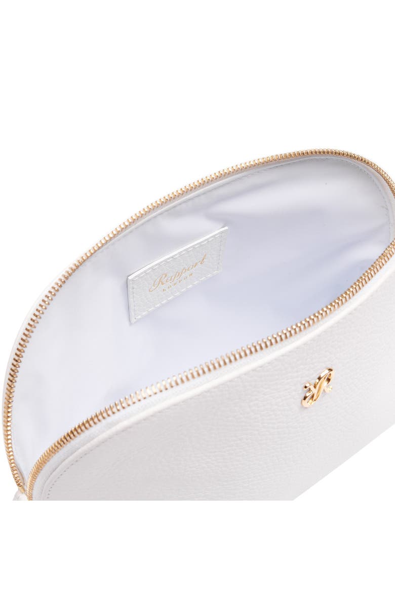 Rapport London TUXEDO LEATHER MAKEUP BAG, Alternate, color, White