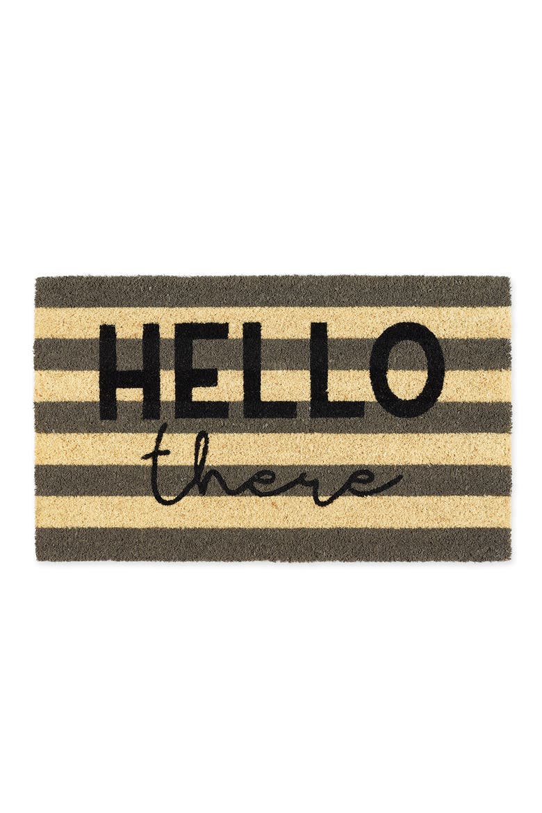 Hello There Coir Doormat, Main, color, BLACK