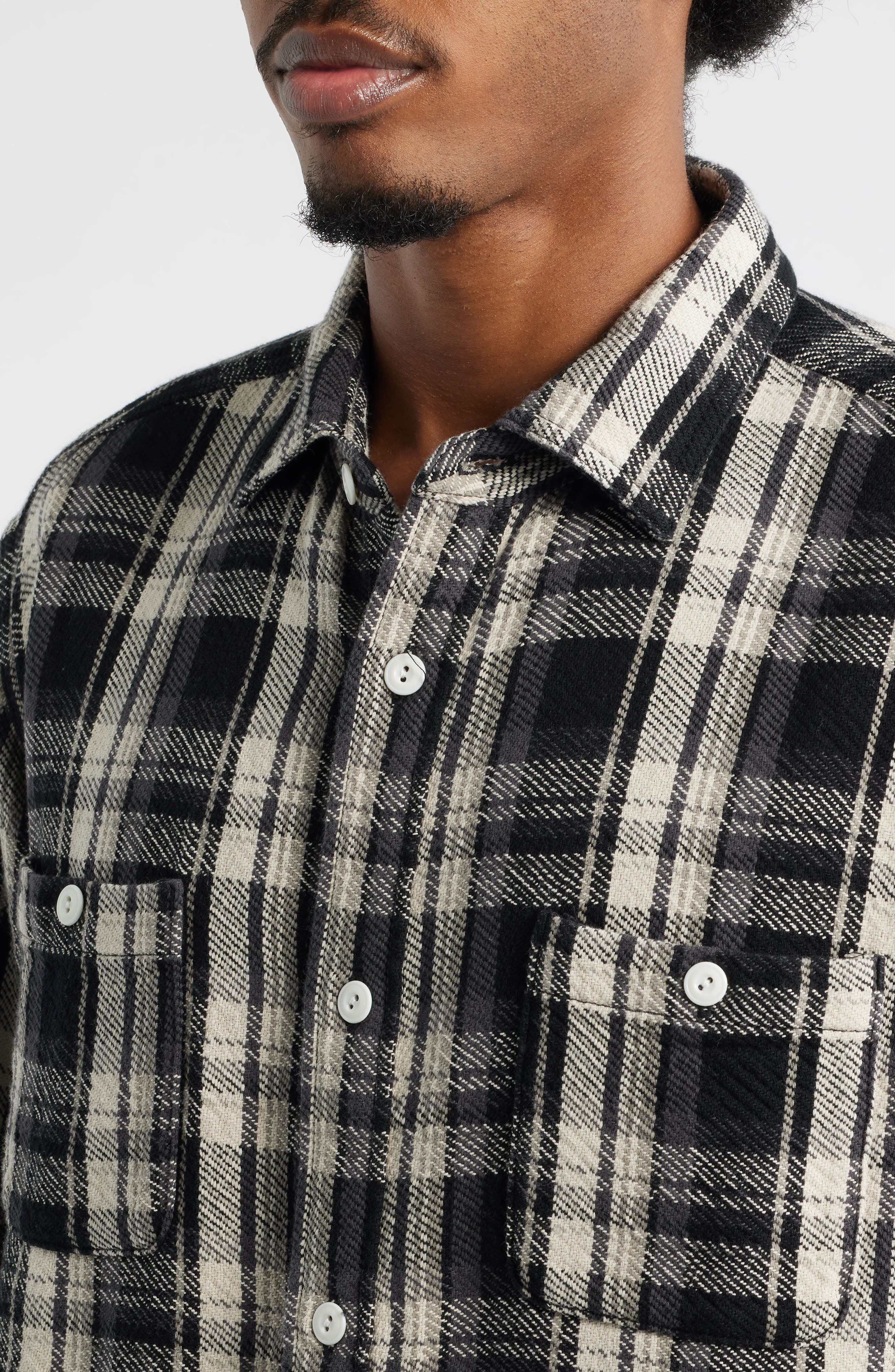 Plaid Cotton Button-Up Work Shirt - image 2