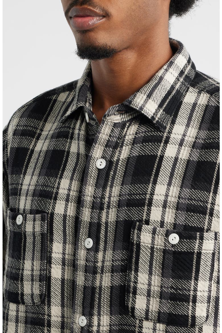 Plaid Cotton Button-Up Work Shirt, Alternate, color, BLACK PLAID