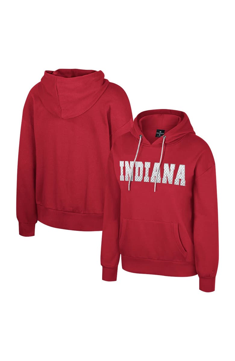 COLOSSEUM Women's Colosseum Crimson Indiana Hoosiers Reflection Rhinestone Drawcord Pullover Hoodie, Main, color, Crimson