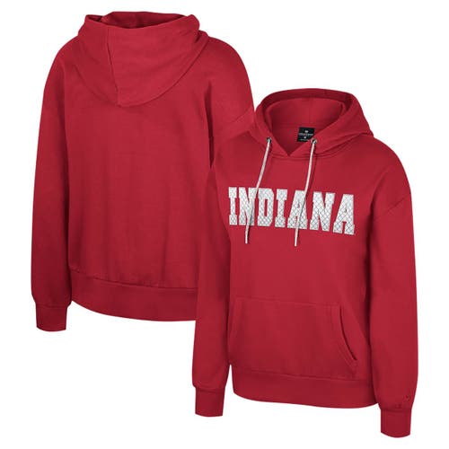 Colosseum Crimson Indiana Hoosiers Reflection Rhinestone Drawcord Pullover Hoodie In Crimson