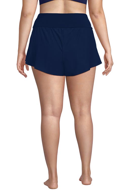 Lands' End 3" Pinchless Flutter Swim Short With Panty In Deep Sea Navy