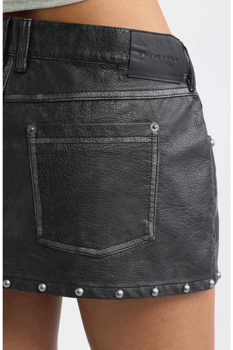 Lainey Studded Faux Leather Miniskirt, Alternate, color, BLACK
