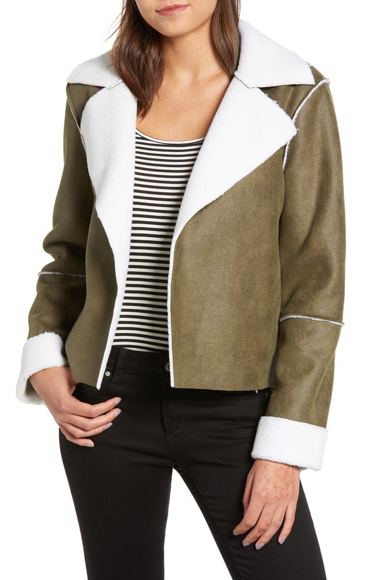 Vigoss Faux Shearling Moto Jacket, Main, color, 
