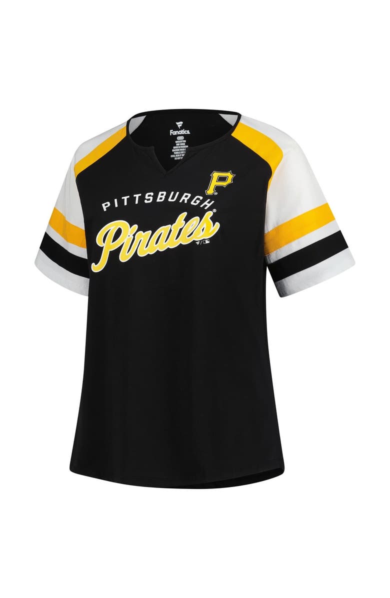PROFILE Women's Profile  Black Pittsburgh Pirates Plus Sized Arched Notch Neck T-Shirt, Alternate, color, Black