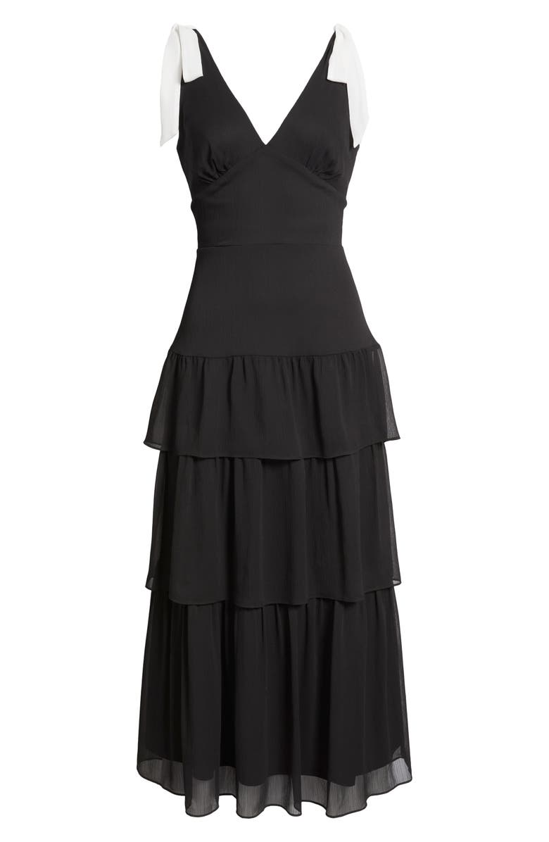 Julia Jordan Contrast Bow Detail Tiered Dress, Alternate, color, 