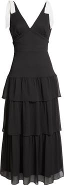 Julia Jordan Contrast Bow Detail Tiered Dress