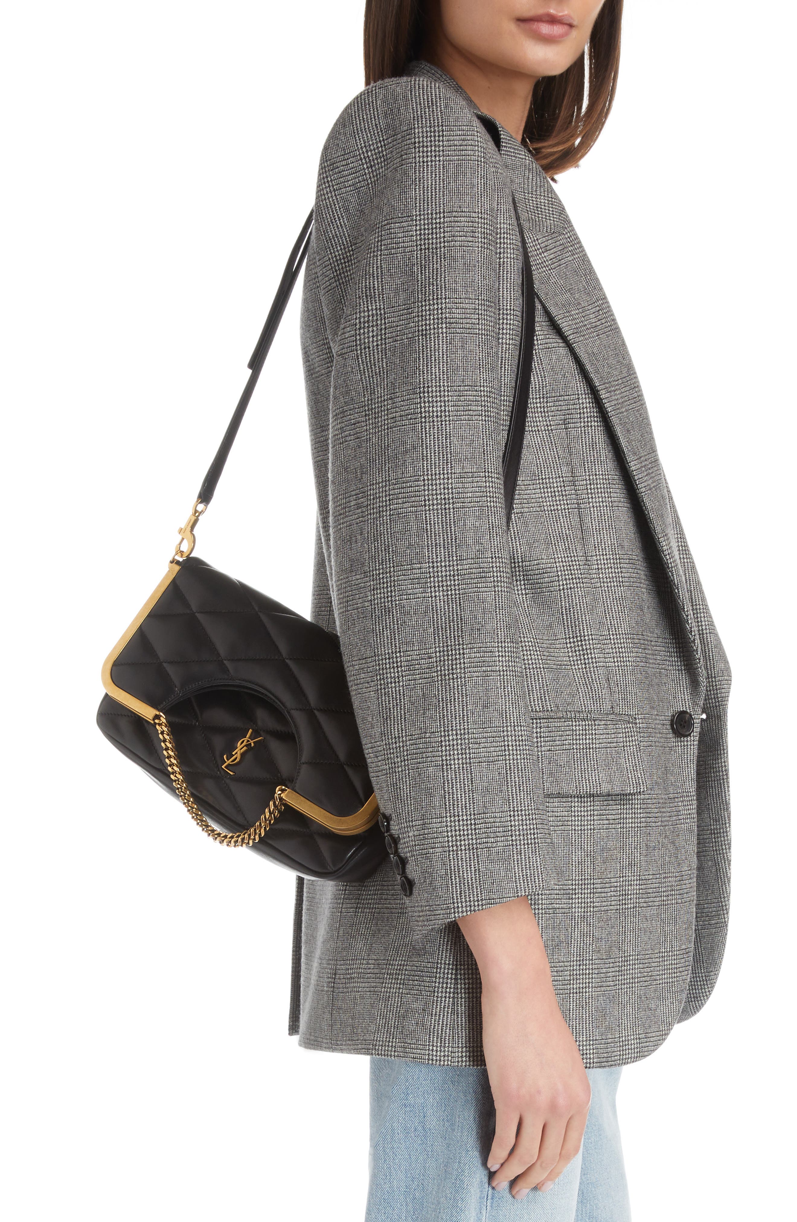 Saint Laurent Cerneria Quilted Leather Shoulder Bag, Alternate, color, 