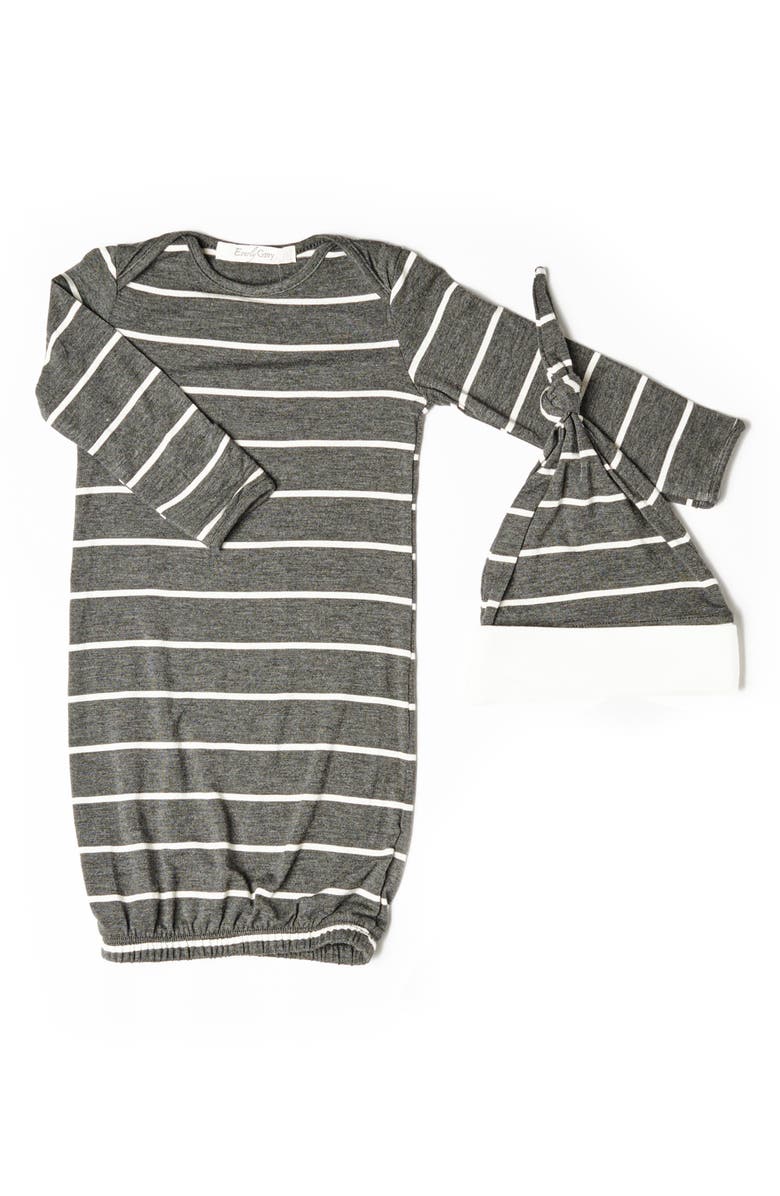 Baby Grey by Everly Grey Stripe Gown & Hat Set, Main, color, 