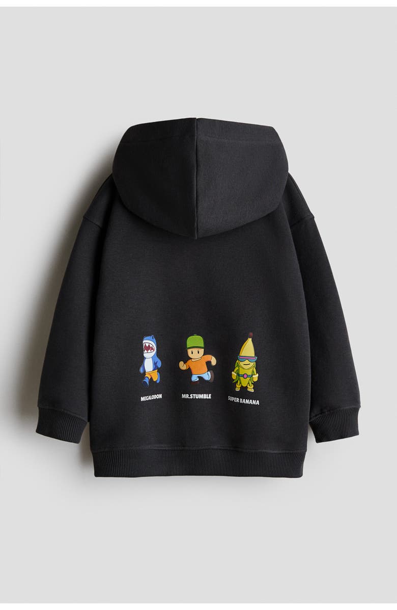 H&M Printed Hoodie, Alternate, color, Black/Stumble Guys