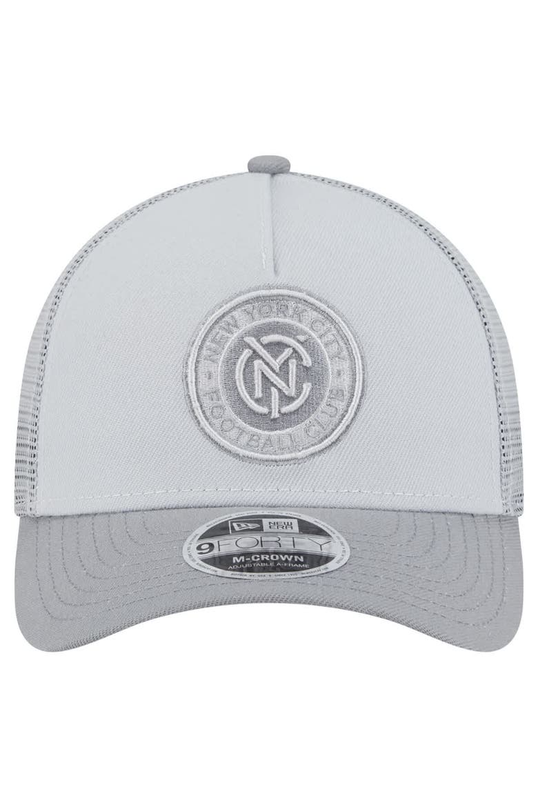 Men's New Era Gray New York City FC Color Pack 9FORTY A-Frame Adjustable Trucker Hat, Alternate, color, Gray