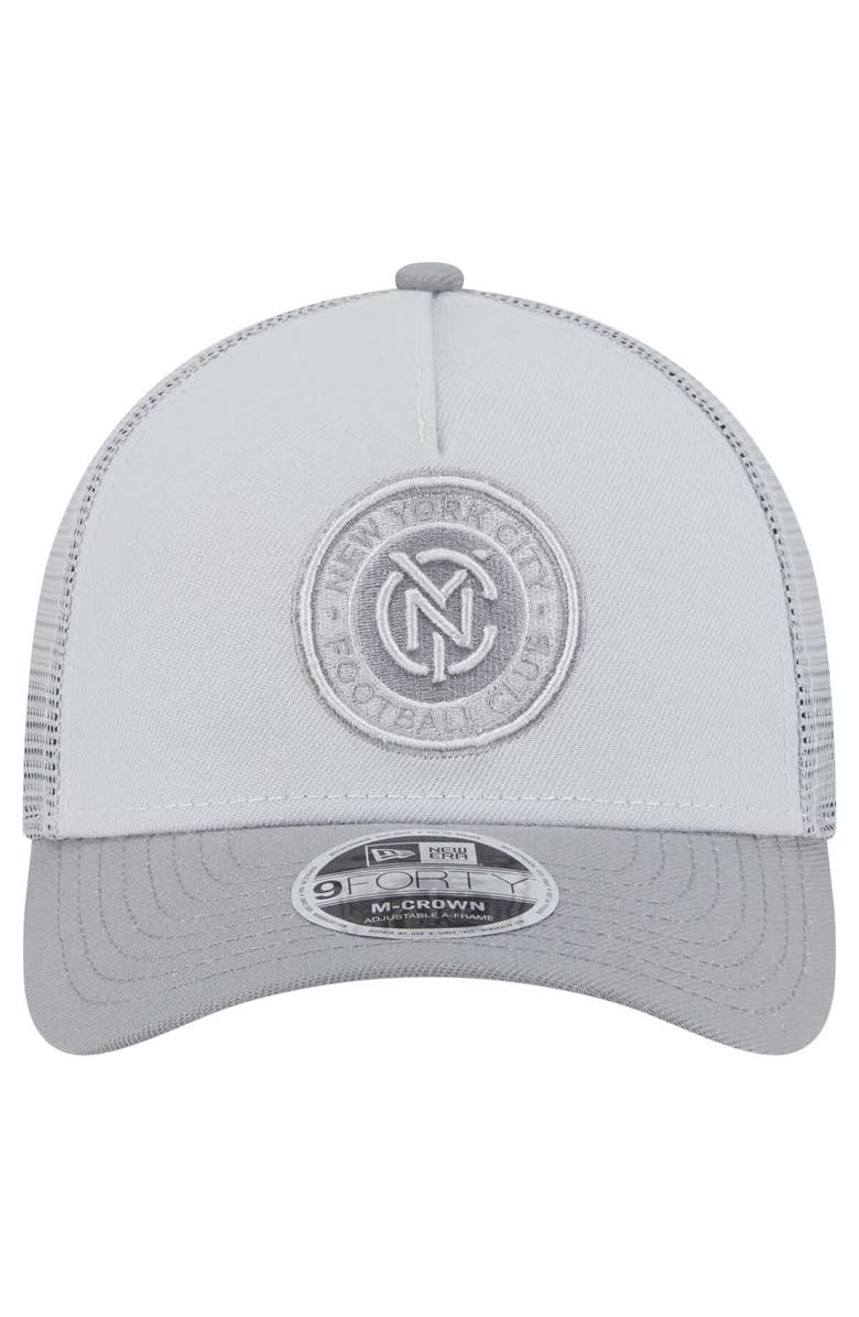 New Era Men's New Era Gray New York City FC Color Pack 9FORTY A-Frame Adjustable Trucker Hat, Alternate, color, Gray