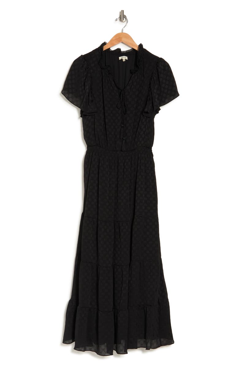 MAX STUDIO Shiny Dot Jacquard Flutter Sleeve Dress, Alternate, color,