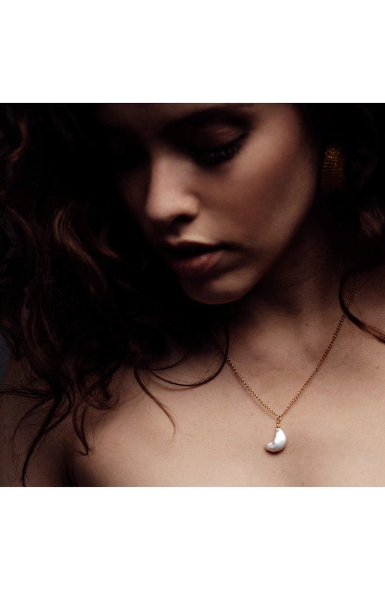 Freya Rose Moon Pearl Necklace Gold Plated, Alternate, color, Pearl
