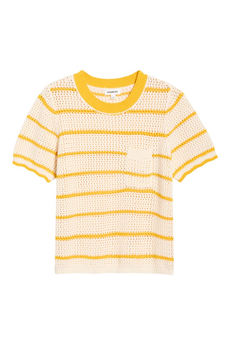 Dannah Stripe Open Knit Sweater, Alternate, color, CREAM-YELLOW