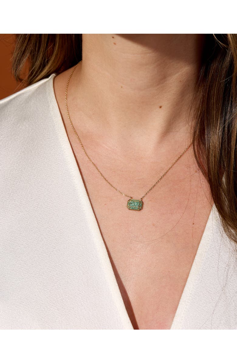 Campbell + Charlotte Spark Emerald Cut Charm Necklace, Alternate, color, Emerald-Gold