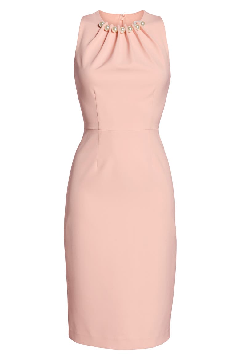 Embellished Neck Sheath Dress, Alternate, color, BLUSH