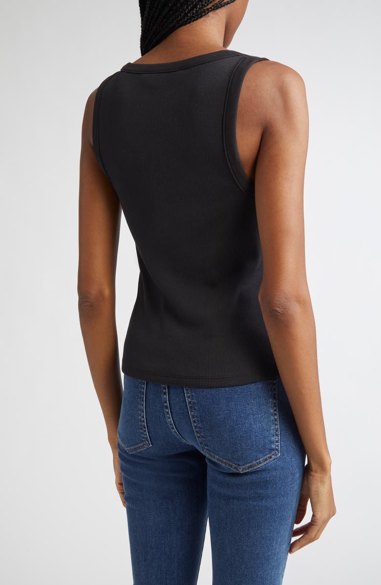 Veronica Beard Abbott Rib Henley Tank, Alternate, color, Black