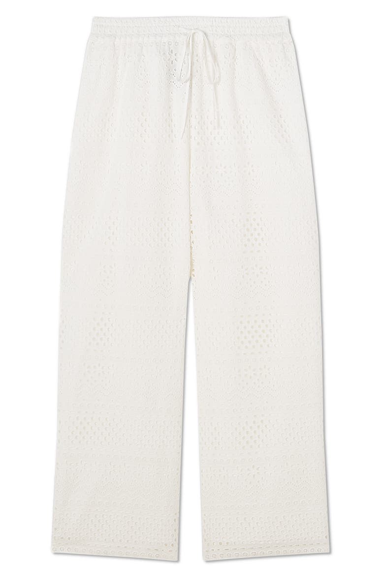 Edie Broderie Straight Leg Pants, Alternate, color, WHITE