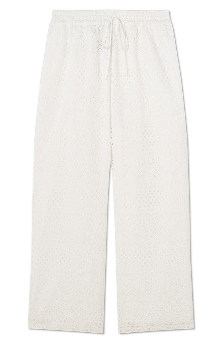 LK Bennett Edie Broderie Straight Leg Pants, Alternate, color, White