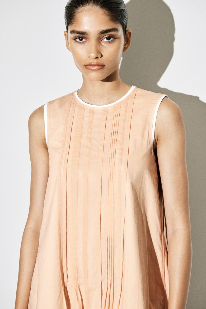 Layered Pintucked Mini Dress, Alternate, color, BEIGE