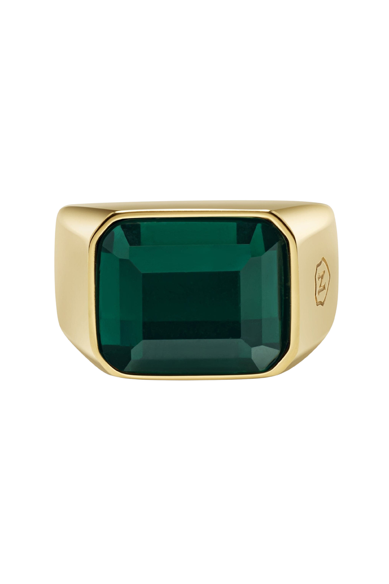Green Zircon Signet Ring, Main, color, Gold / Green Zircon