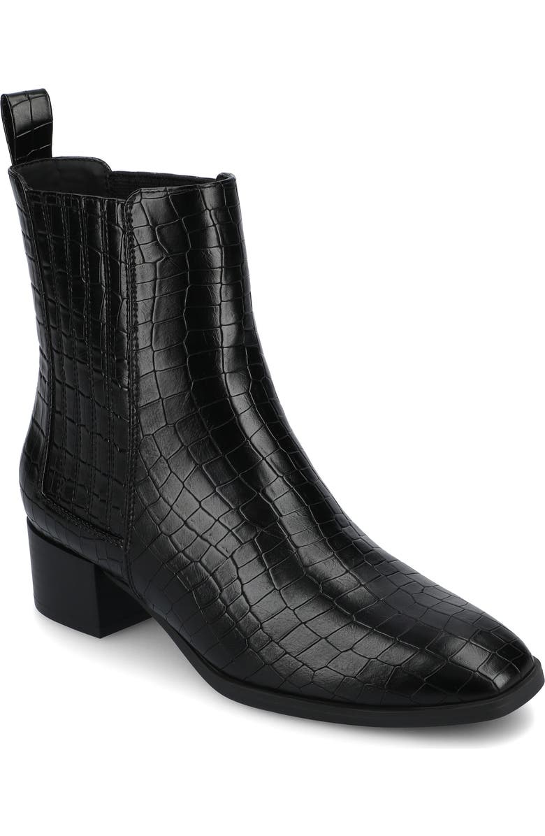 Journee Collection Wrenley Bootie, Main, color, Black Crocodile