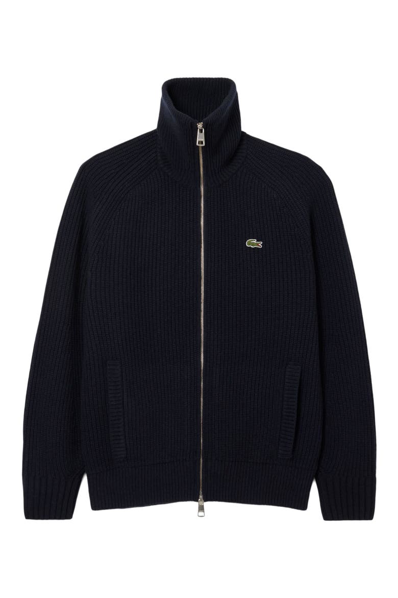 Classic Fit Wool Rib Zip Cardigan, Main, color, NAVY BLUE