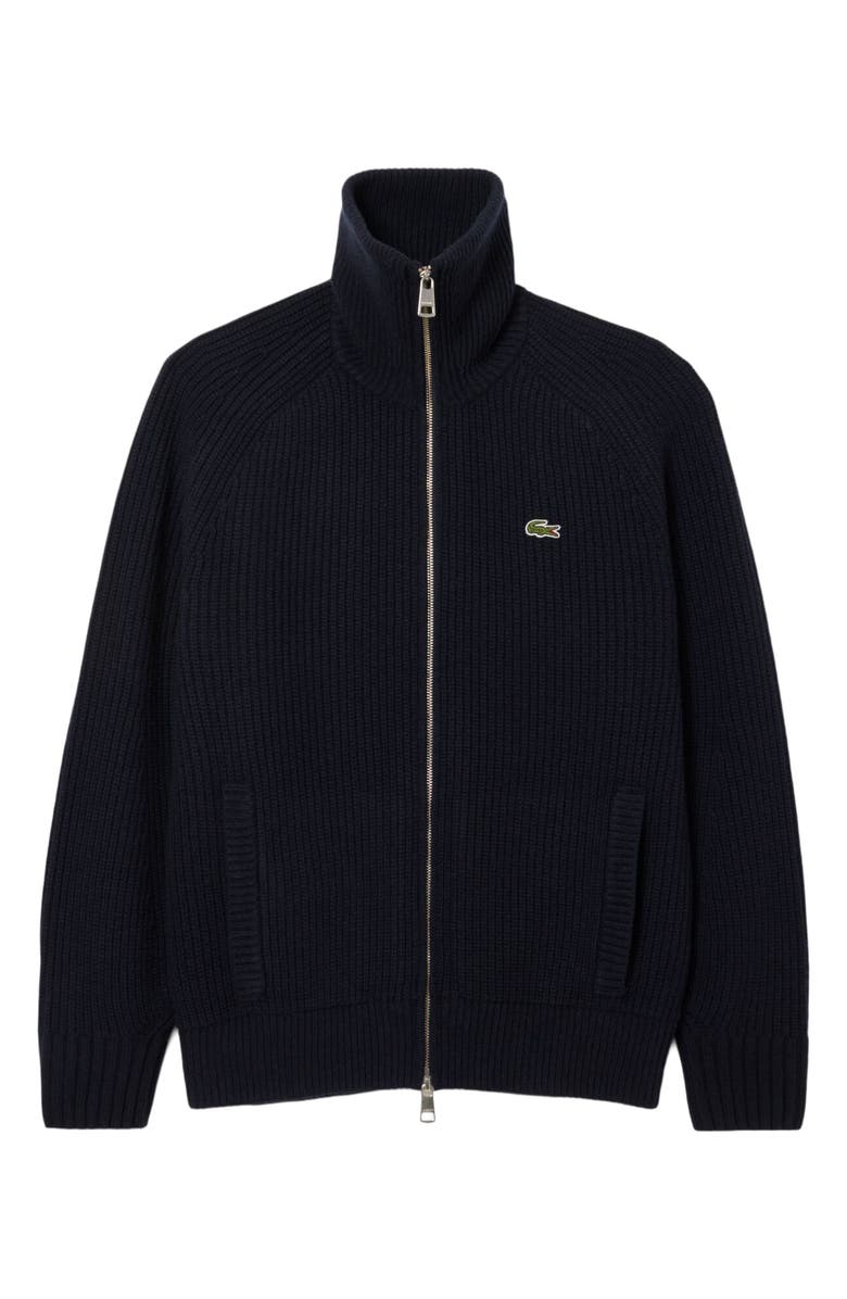 Lacoste Classic Fit Wool Rib Zip Cardigan, Main, color, 