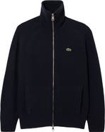 Lacoste Classic Fit Wool Rib Zip Cardigan