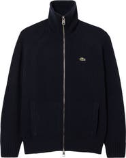 Lacoste Classic Fit Wool Rib Zip Cardigan