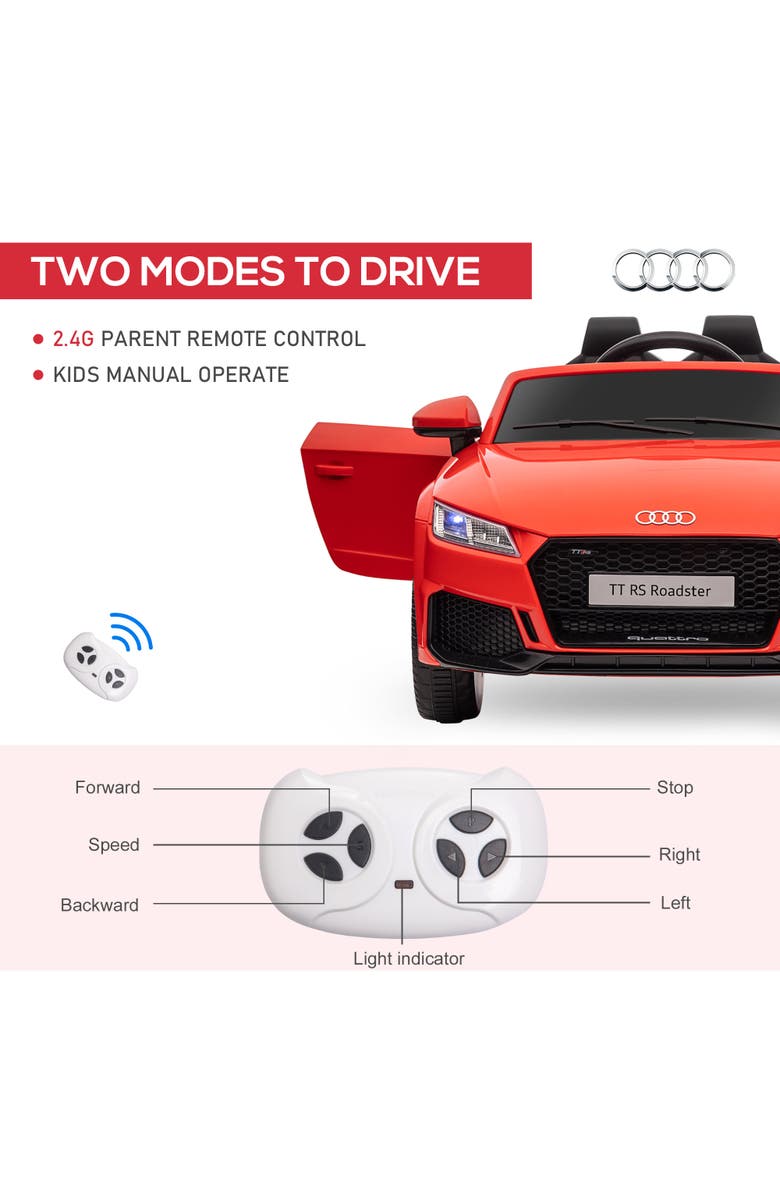 Aosom 6V Ride On Car with Licensed Audi TT RS, Remote Control, Horn, Alternate, color, Red