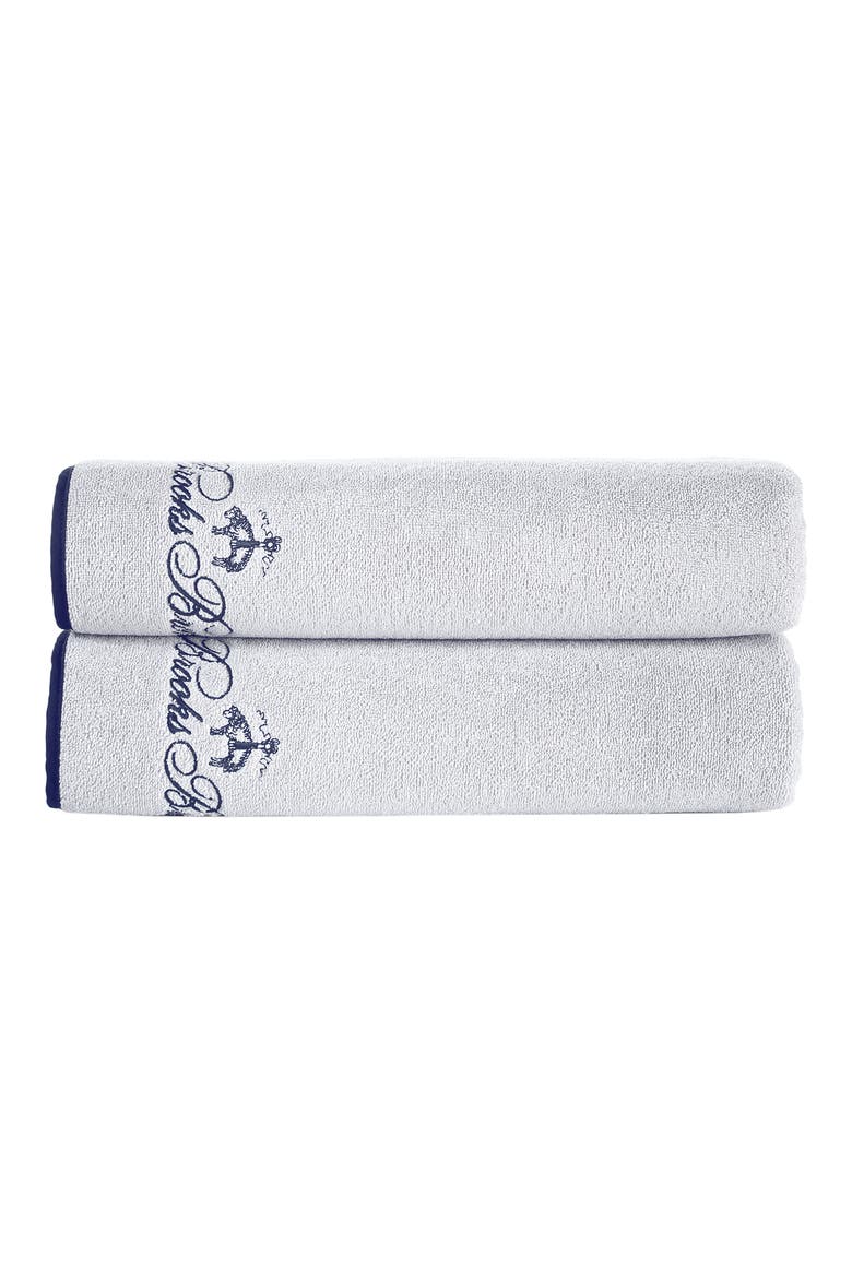 Set of Two Cotton Bath Towels, Main, color, SILVER