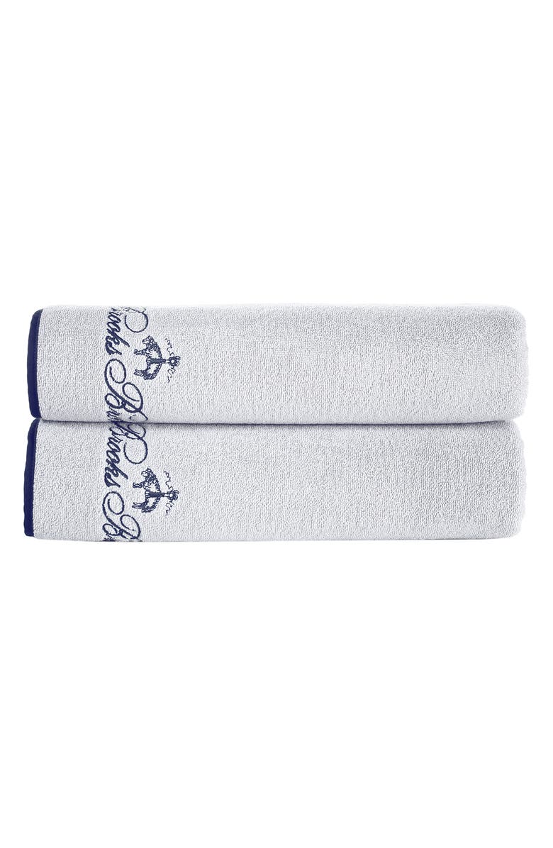 Brooks Brothers Set of Two Cotton Bath Towels, Main, color, Silver