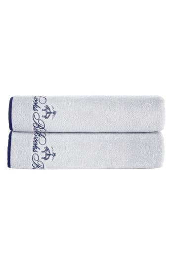 Brooks Brothers Contrast Frame 2pc Bath Sheets In White