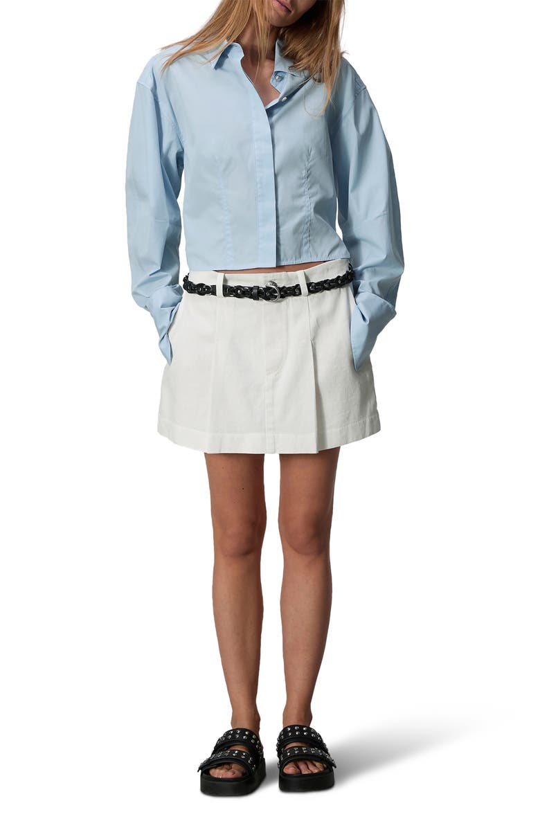 rag & bone Esme Pleated Front Cotton Blend Skort, Alternate, color, White